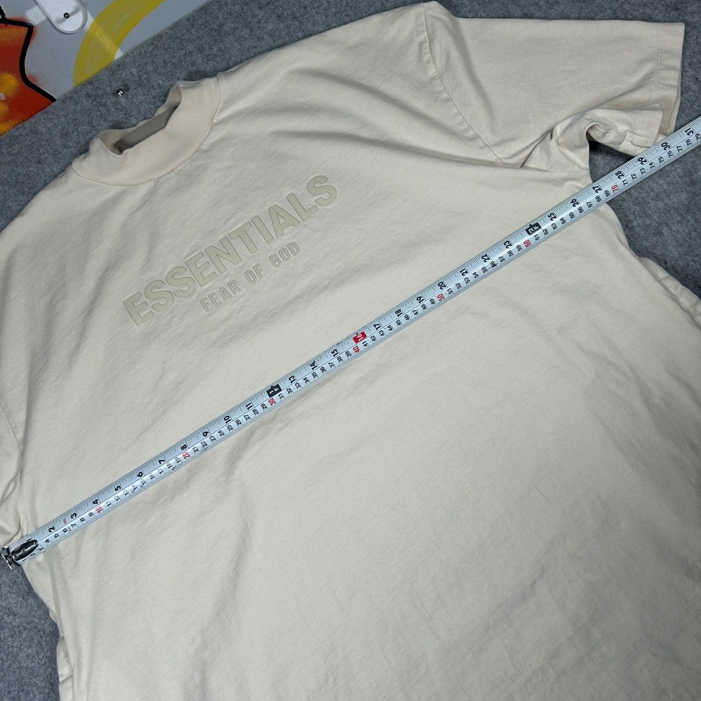 Fear of God Essentials T-Shirt Dress Womens XL Cream Tan Logo pockets - Picture 2 of 16